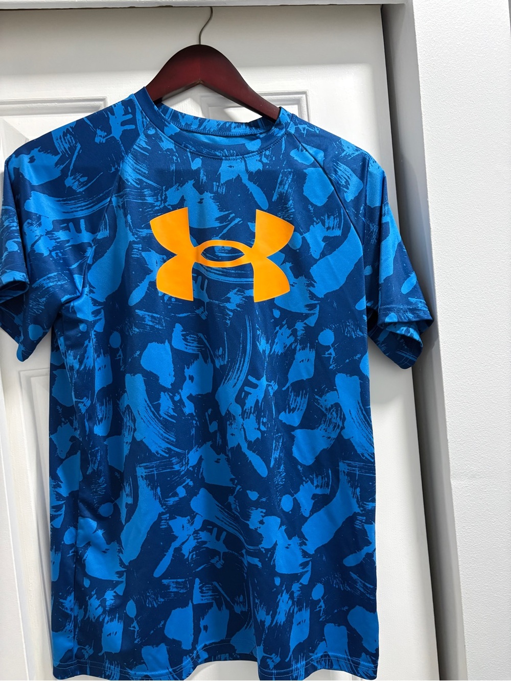 Under Armour Youth XL Blue Camo Logo Performance Shirt YXL